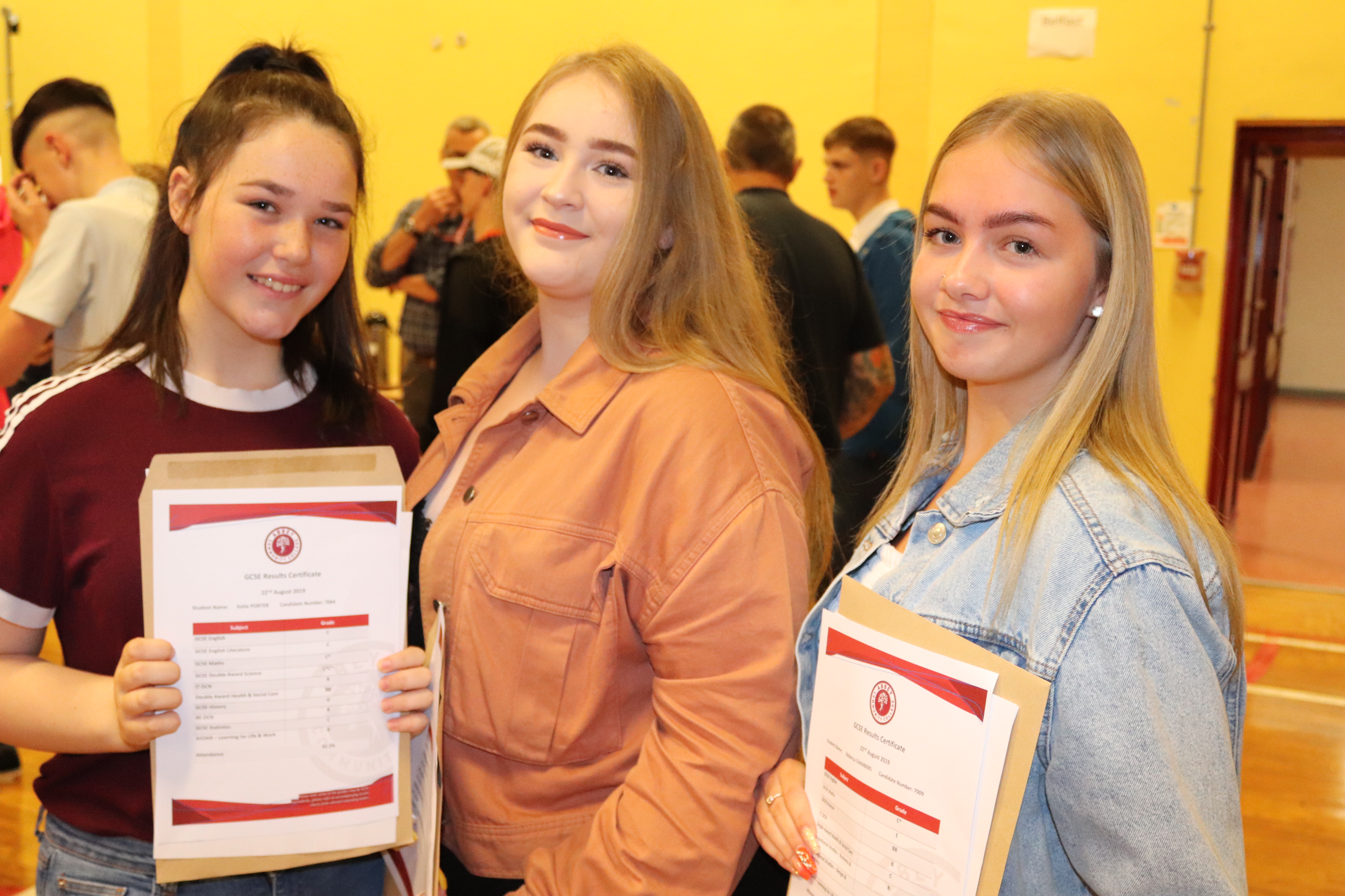 Students from Abbey Community College with their GCSE results