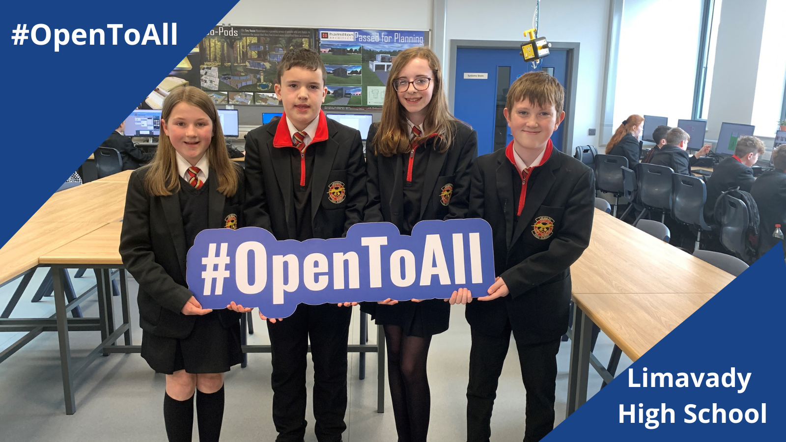 OpenToAll collage Limavady HS canva card