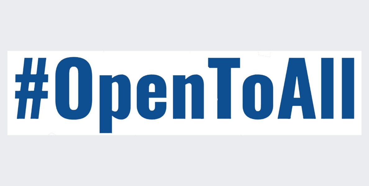 Open To All logo in blue 