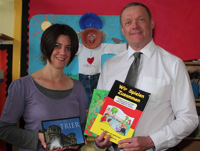 ​​​​Frau Quiens with Mr Sam Dennison, Principal of McClintock Primary School