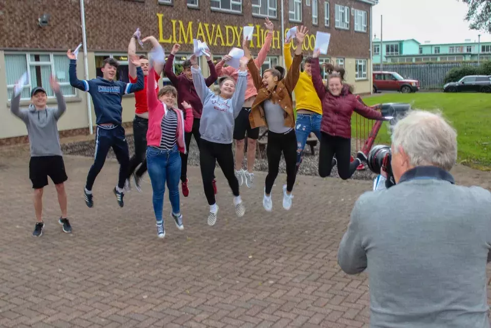 Limavady High School pupils celebrating