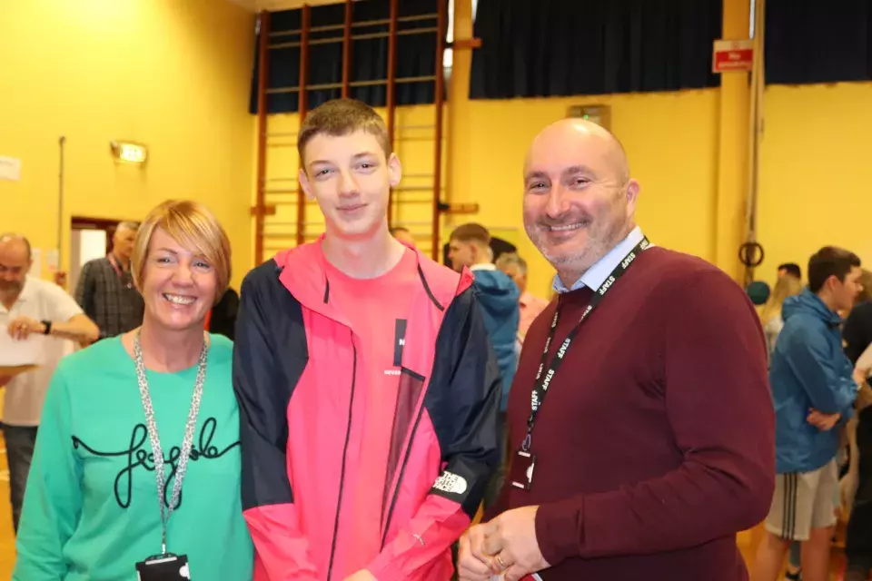 Abbey Community College staff and student celebrate GCSE results