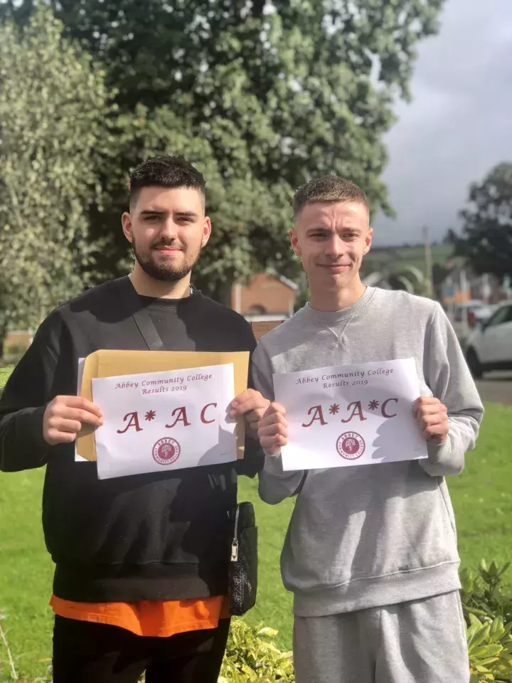 Students from Abbey Community College celebrating A level results