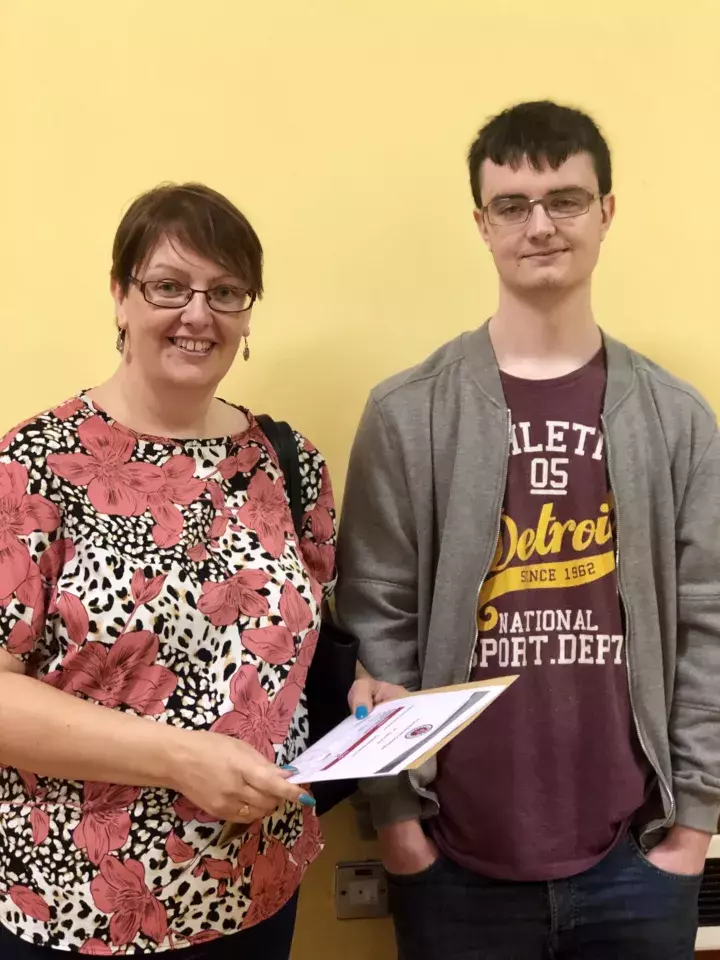 Student from Abbey Community College celebrating A level results