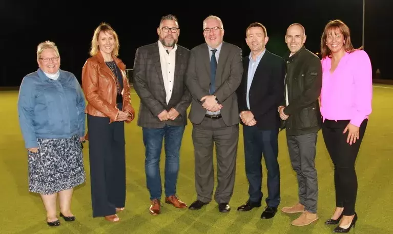 Official guests at the opening of the Augher community's MUGA pitch