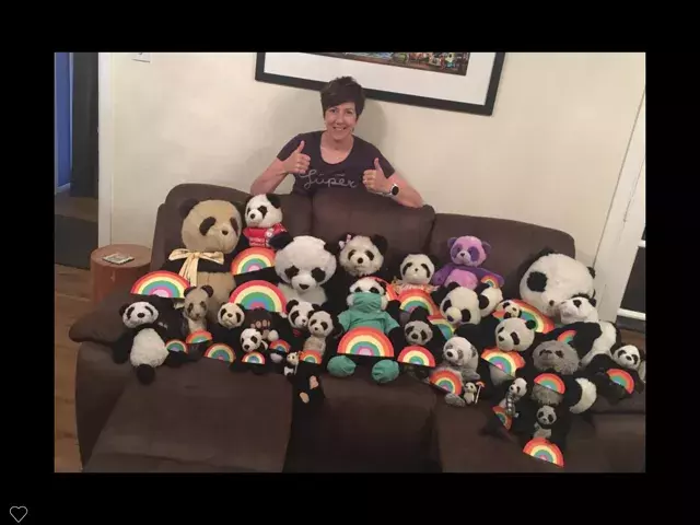 26 pandas with rainbows