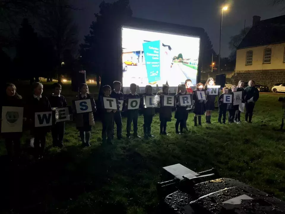 Pupils - West Coleraine sign at shared education 'song' launch