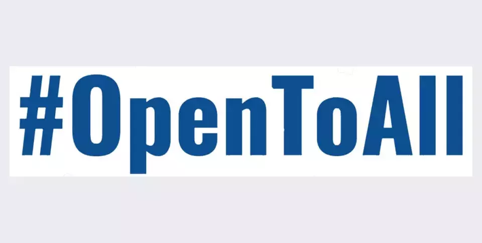 Open To All logo in blue