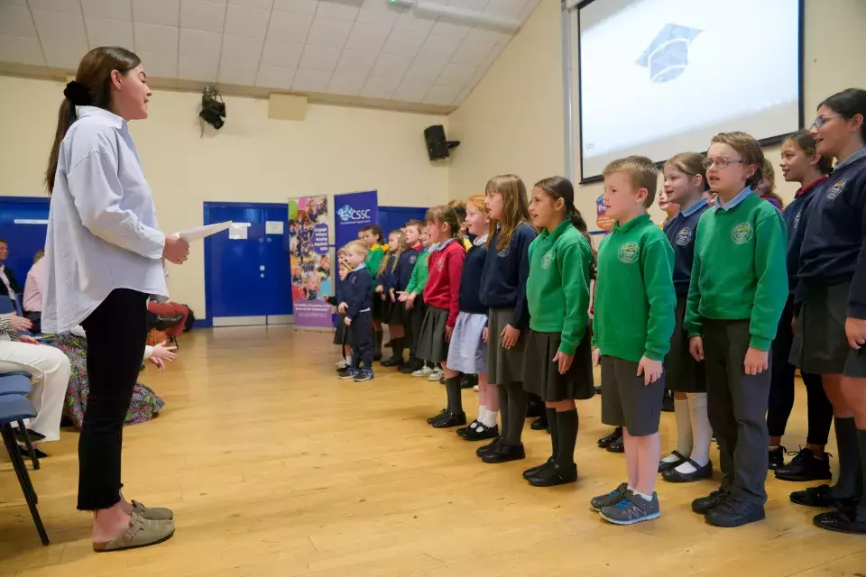 Pupils performing at Sign Language programme event