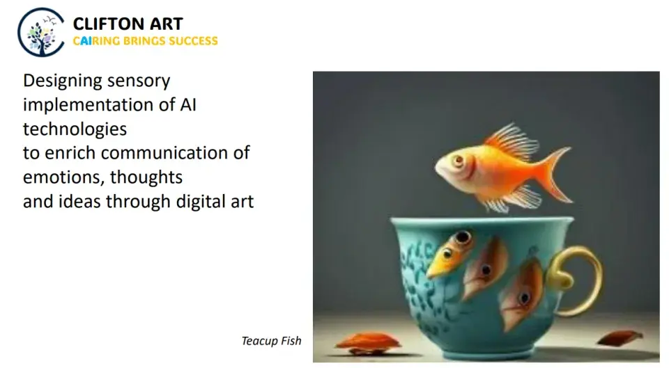 Image of a fish jumping over a green teacup