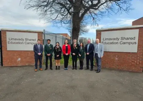 Limavady shared education campus image with representatives fom Limavady High School and St. Mary's High School