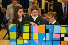 Pupils from Kilcooley Primary School in Bangor demonstrate their excellent mathematical skills at the launch of CSSC's Erasmus+ project.