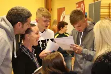 Abbey Community College students opening their GCSE results