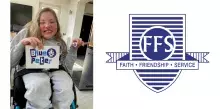 Fleming Fulton pupil Zoe receives Blue Peter badge