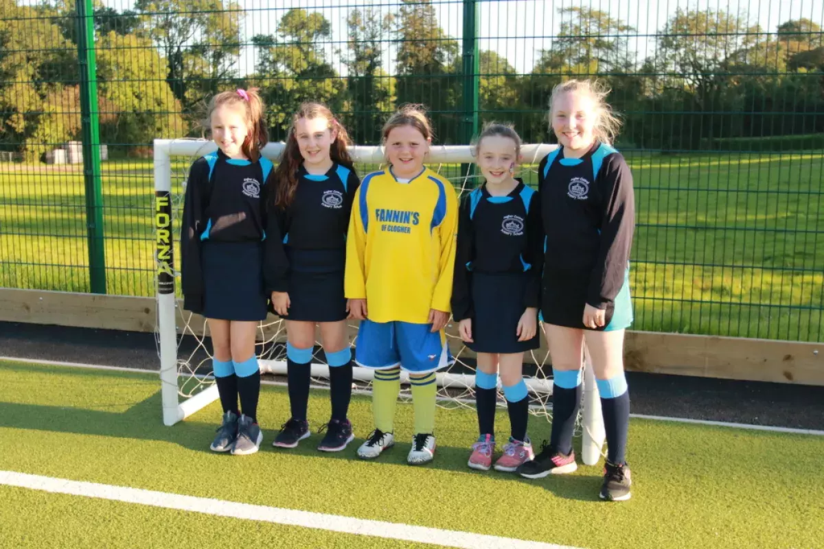 Augher Primary School pupils preparing for 5-a-side football competition
