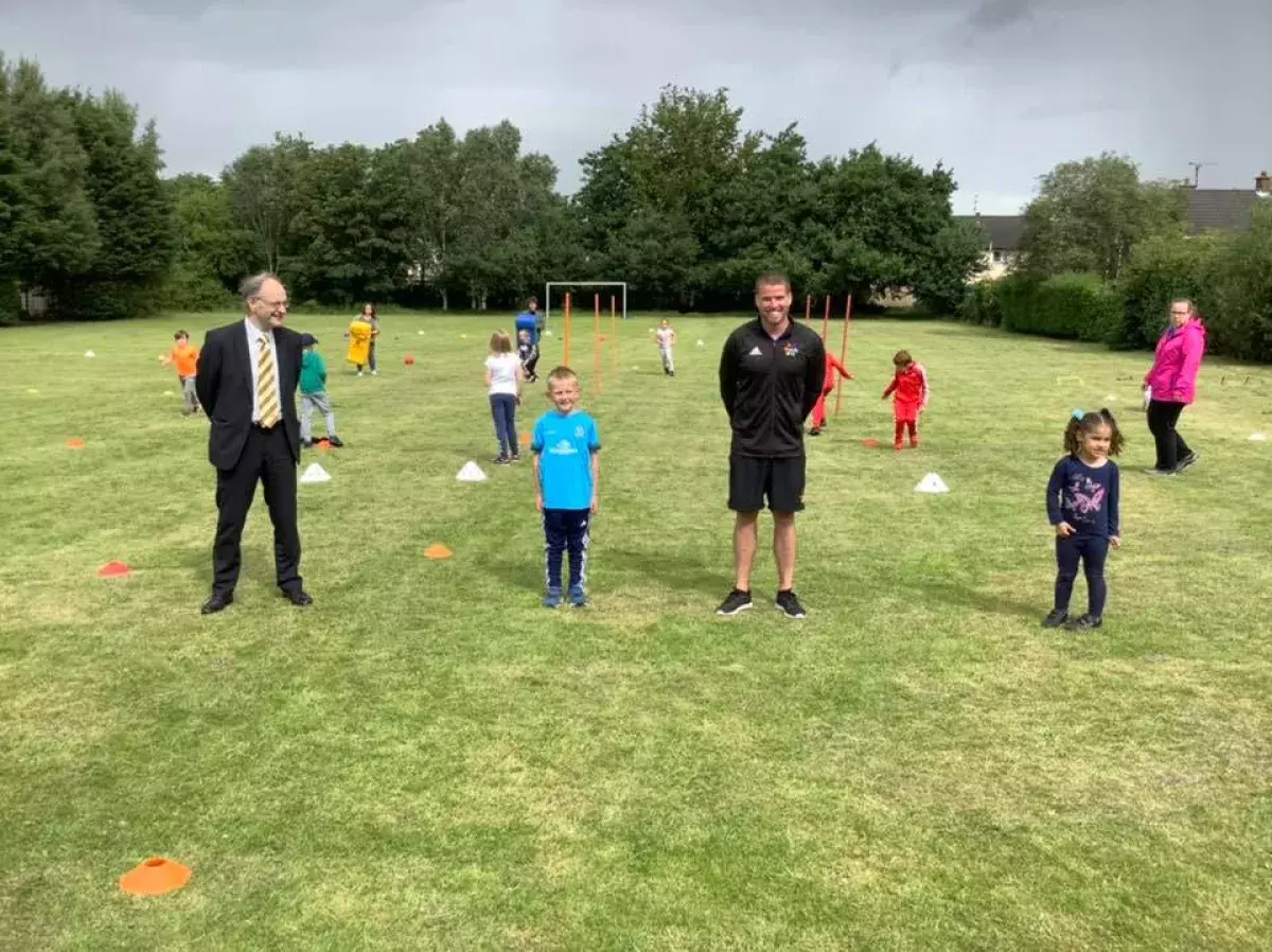 Peter Weir visiting Hart Memorial School, Portadown