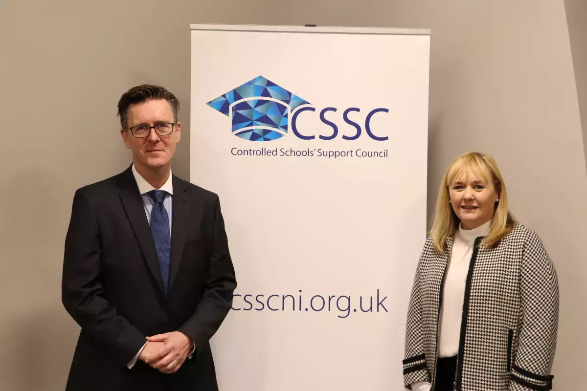 Dr Andy Brown, Vice Chair, CSSC and Education Minister, Michelle McIlveen