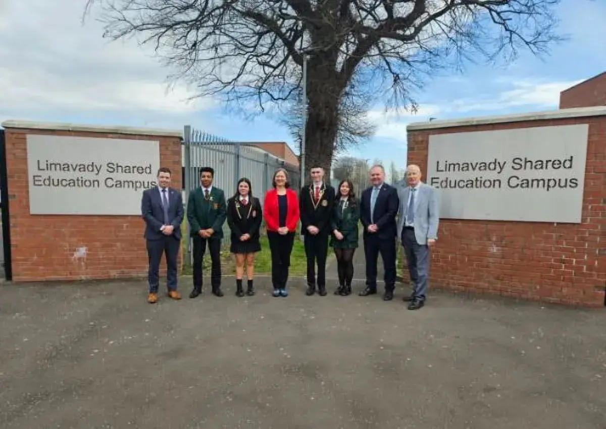 Limavady shared education campus image with representatives fom Limavady High School and St. Mary's High School