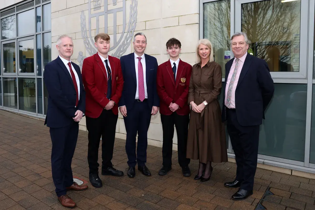 Education Minister, CSU representative, CSSC representative, Principal and pupils Belfast Boys Model School