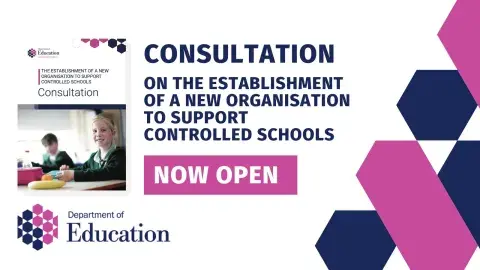 Graphic with Department of Education Logo and text with the title of a consultation