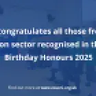 King's Birthday Honours list 2025 wording with image of children with a blue wash