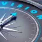 Image of a compass with the word vision written in blue